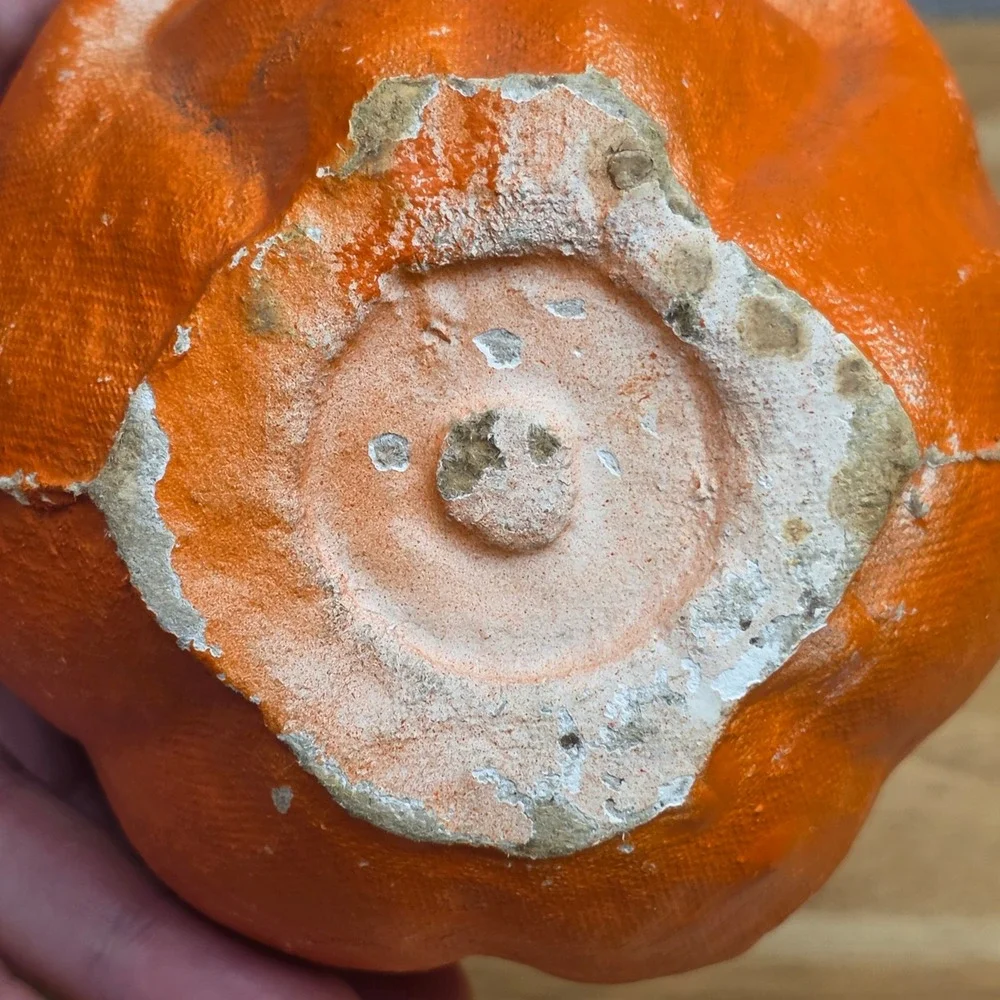 All-Original Antique Vintage Halloween Paper Mache Pulp Jack o' Lantern, 30s-40s